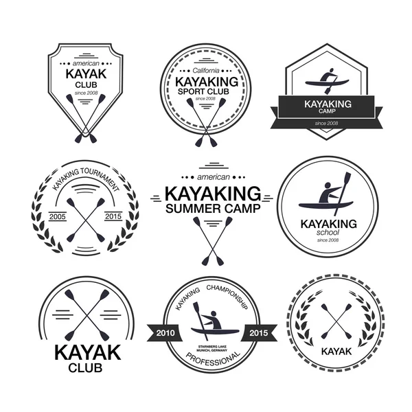 Conjunto de diferentes plantillas de logotipos para kayak . — Archivo Imágenes Vectoriales