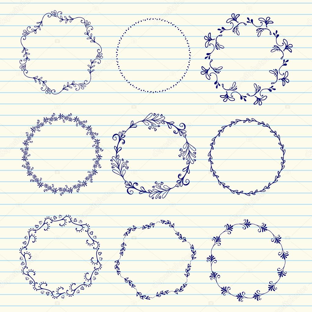 Vector hand sketched wreaths