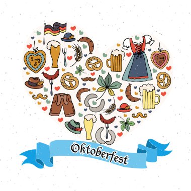Vektör çizim Oktoberfest öğeleri ayarla