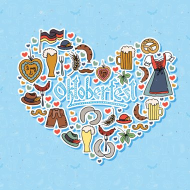 Vektör çizim Oktoberfest öğeleri ayarla