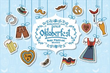 Vektör çizim Oktoberfest öğeleri ayarla