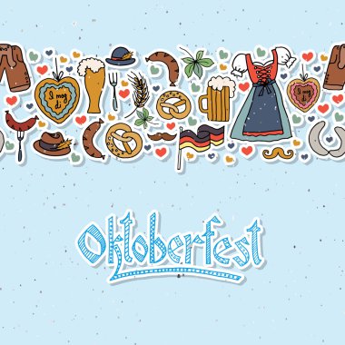 Vektör çizim Oktoberfest öğeleri ayarla