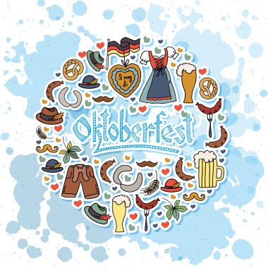 Vektör çizim Oktoberfest öğeleri ayarla