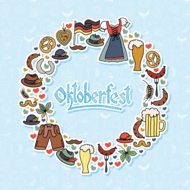 Vektör çizim Oktoberfest öğeleri ayarla