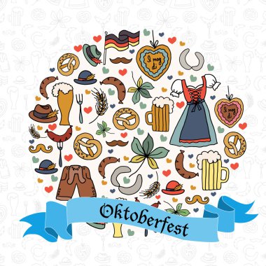 Vektör çizim Oktoberfest öğeleri ayarla