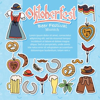 Vektör çizim Oktoberfest öğeleri ayarla