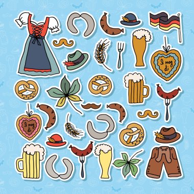 Vektör çizim Oktoberfest öğeleri ayarla