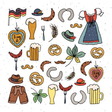 Vector illustration of Oktoberfest elements set clipart