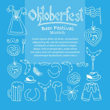 Vektör çizim Oktoberfest öğeleri ayarla