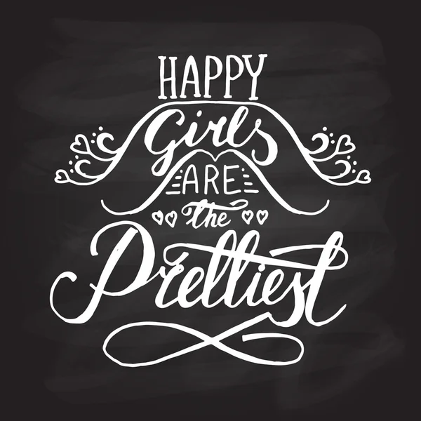 Citação romântica "As meninas felizes são as mais bonitas " — Vetor de Stock