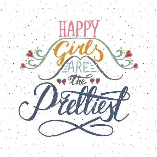 Citation romantique "Les filles heureuses sont les plus jolies " — Image vectorielle