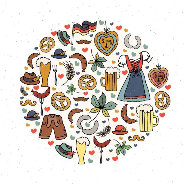 Vektör çizim Oktoberfest öğeleri ayarla