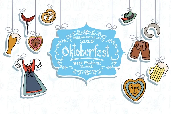 Vektör çizim Oktoberfest öğeleri ayarla