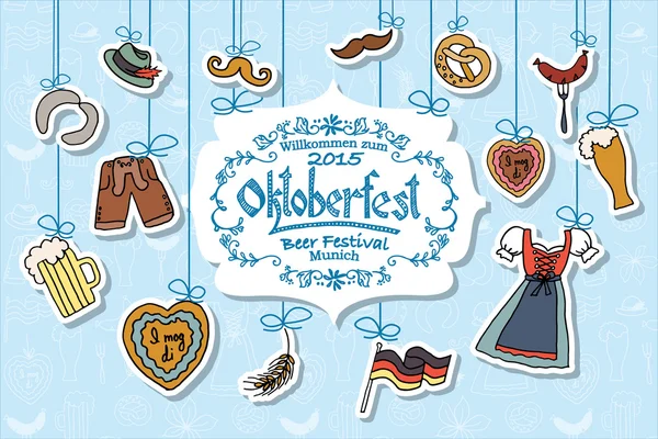 Vektör çizim Oktoberfest öğeleri ayarla