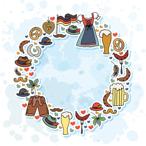 Vektör çizim Oktoberfest öğeleri ayarla