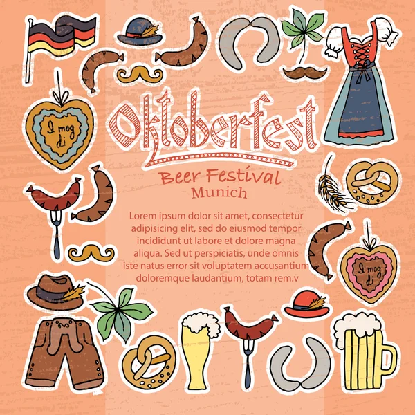 Ilustração vetorial do conjunto de elementos Oktoberfest — Vetor de Stock