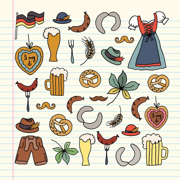 Vektör çizim Oktoberfest öğeleri ayarla