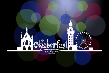 Vector illustration of Oktoberfest card with Munich landscape an