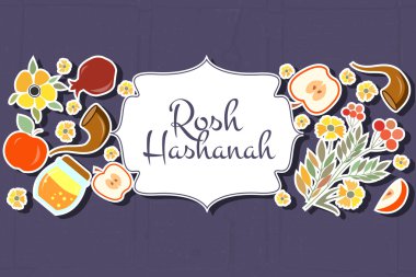 etiketleri ve öğeleri koleksiyonu için Rosh Hashanah (Yahudi yeni 