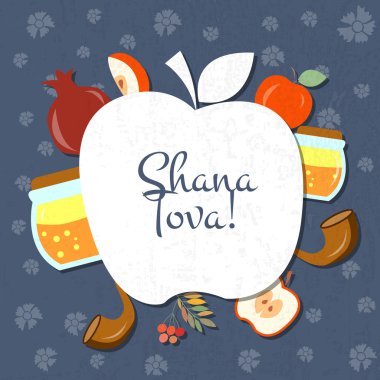 etiketleri ve öğeleri koleksiyonu için Rosh Hashanah (Yahudi yeni 
