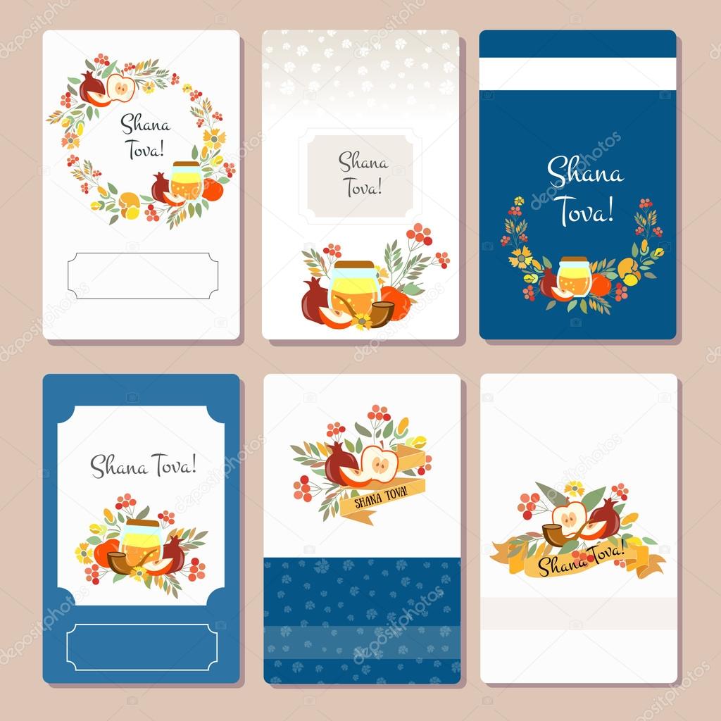 Vector collection of labels and elements for Rosh Hashanah (Jewi