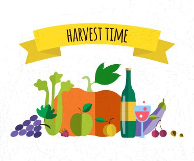 Harvest food vector icons objects