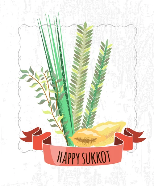 Coleção de vetores de rótulos e elementos para Sukkot — Vetor de Stock