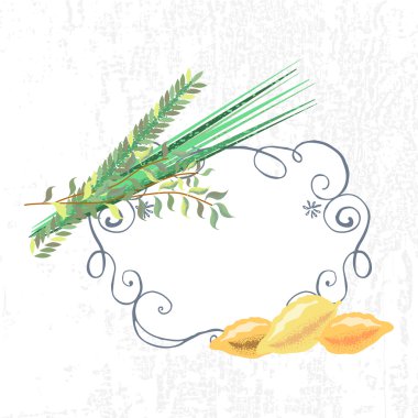 Sukkot (Yahudi Trad için etiketleri ve öğeleri vektör toplama