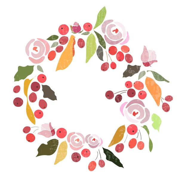 Autumn/winter wedding floral wreath with flowers — Stock Vector