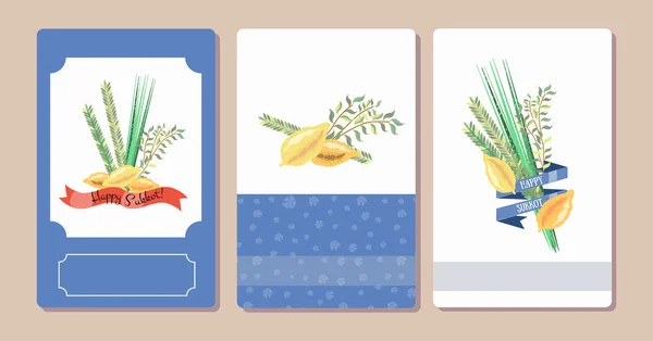 Sukkot (Yahudi Trad için etiketleri ve öğeleri vektör toplama