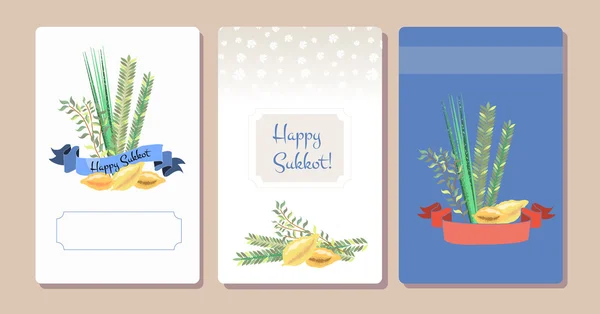 Colección vectorial de etiquetas y elementos para Sukkot (Jewish Trad — Vector de stock