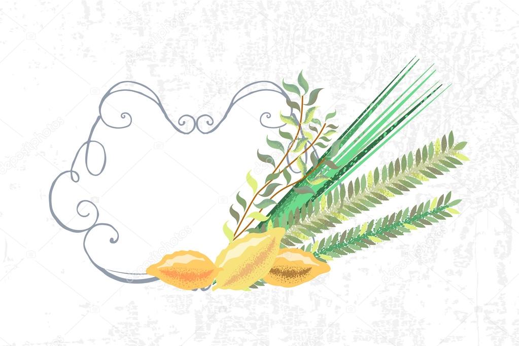 Vector collection of labels and elements for Sukkot (Jewish Trad