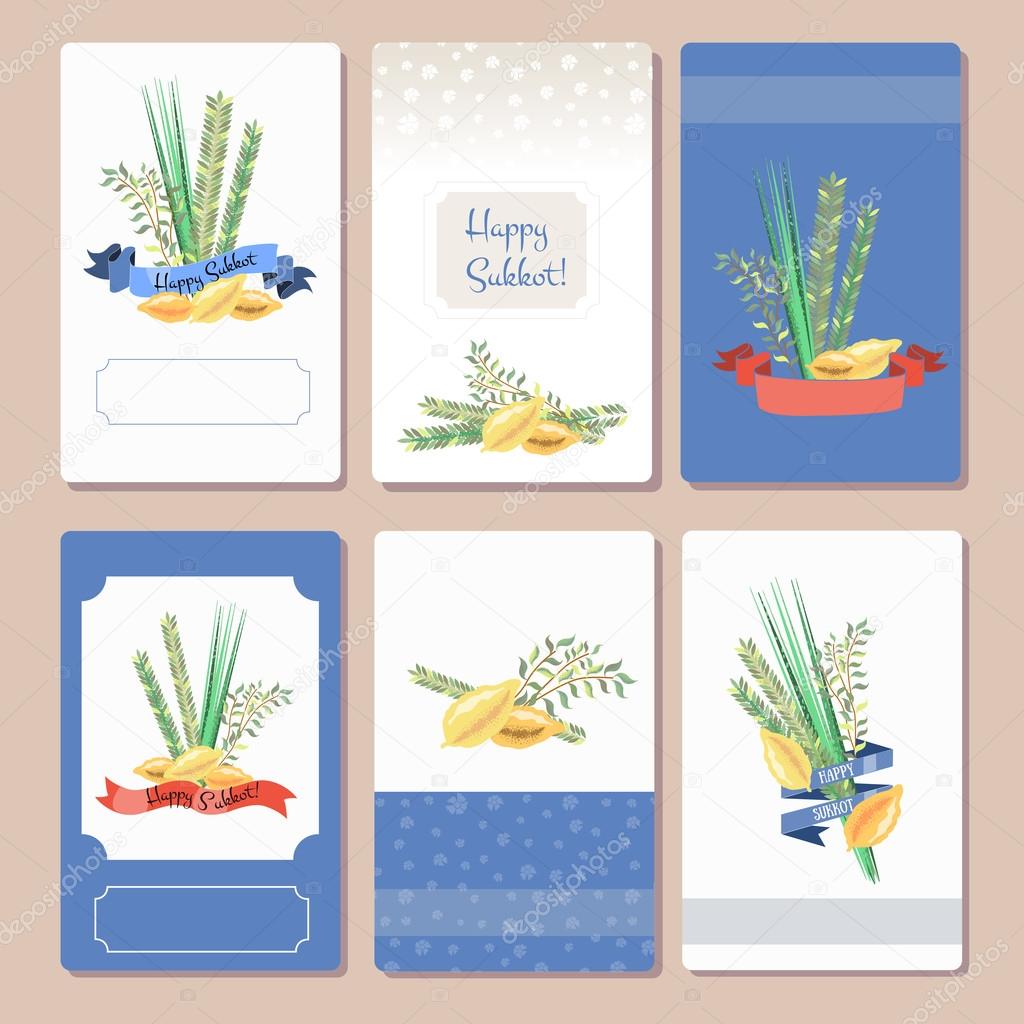 Vector collection of labels and elements for Sukkot (Jewish Trad