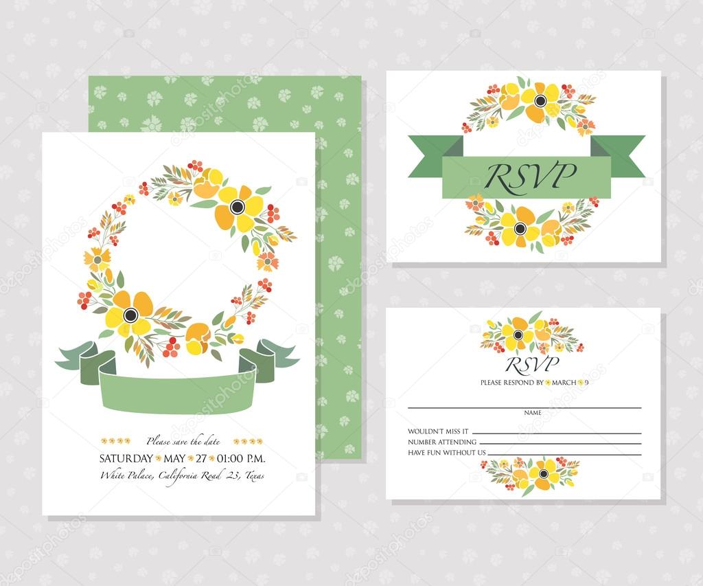 Autumn wedding graphic set with wreaths