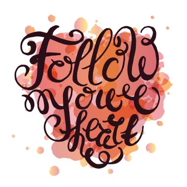 Kalp el çekilmiş tipografi posteri ile