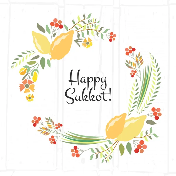 Vector collection of labels and elements for Sukkot — Stock Vector