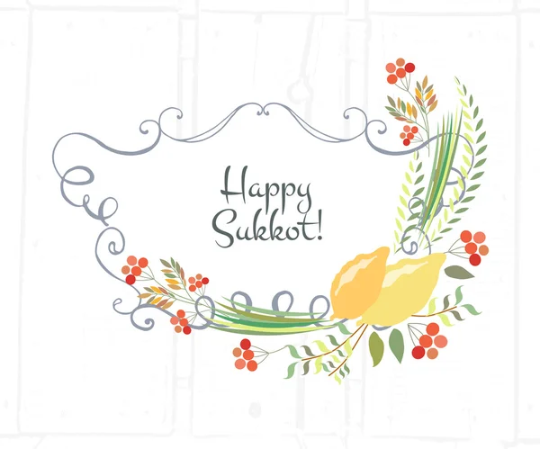 Vector collection of labels and elements for Sukkot — Stock Vector