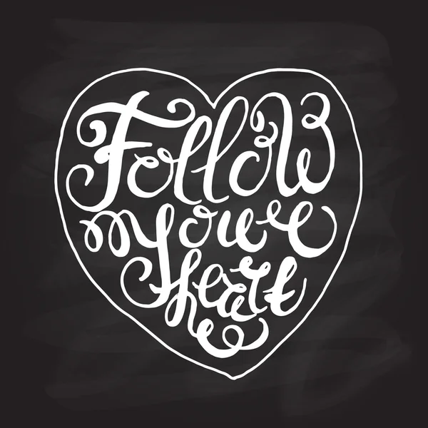 Coração com cartaz tipográfico desenhado à mão — Vetor de Stock