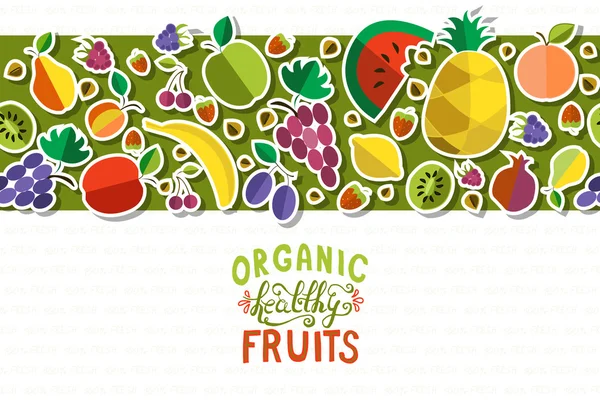 Organic healthy hand sketched fresh fruit banner — 图库矢量图片