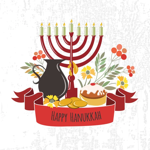 Colección vectorial de etiquetas y elementos para Hanukkah — Vector de stock