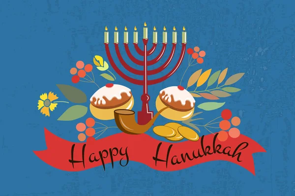 Vector collection of labels and elements for Hanukkah — Stockvector