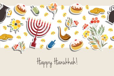 Vector collection of labels and elements for Hanukkah