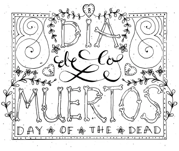 Handskizzierter Schriftzug "dia de los muertos" — Stockvektor