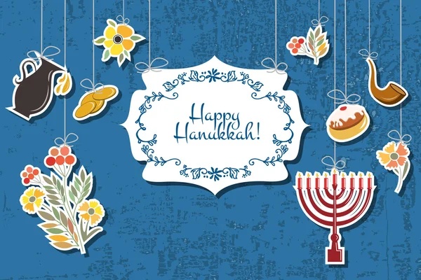 Vector collection of labels and elements for Hanukkah — стоковий вектор