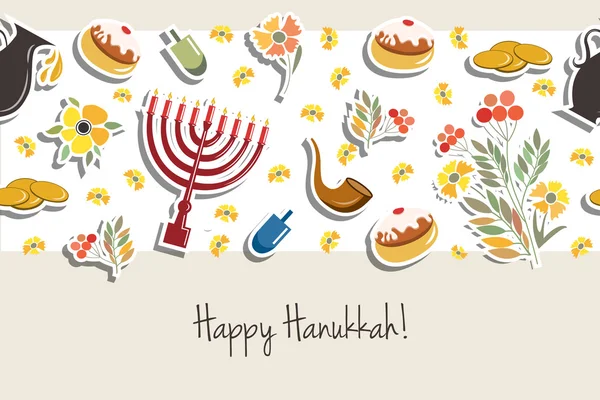 Colección vectorial de etiquetas y elementos para Hanukkah — Vector de stock