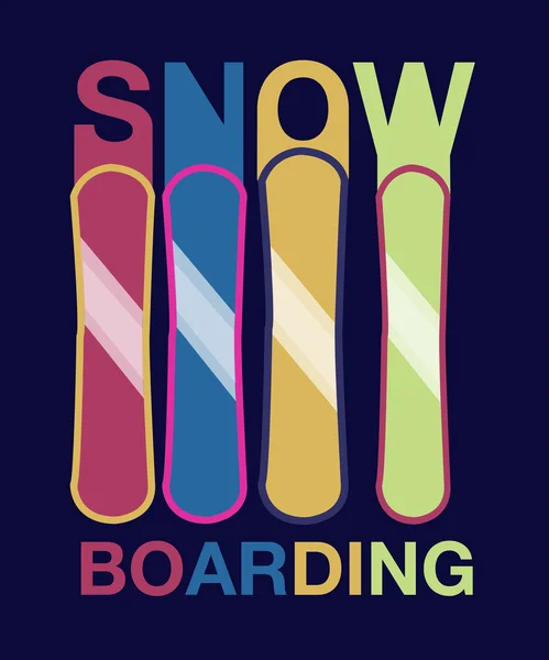 Snowboard -hand drawn sport vector typography poster — ストックベクタ