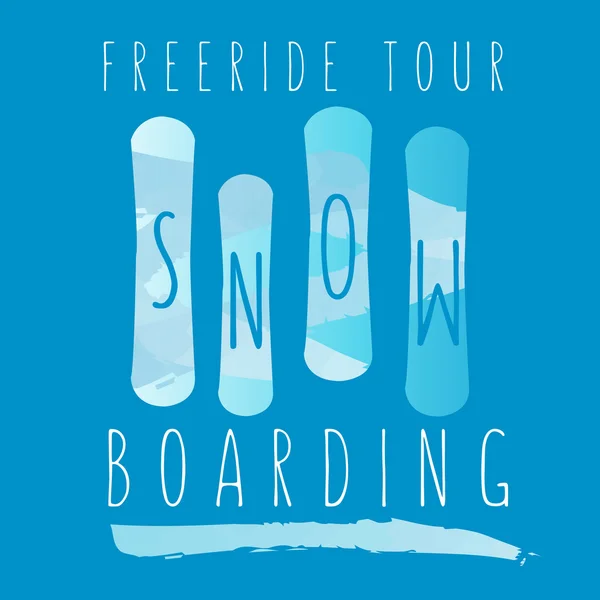 Snowboard desenhado à mão esporte vetor tipografia cartaz — Vetor de Stock
