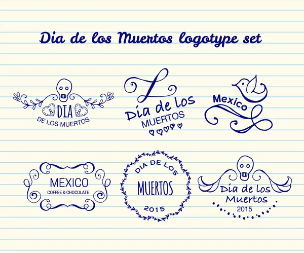 Day of the dead vector logotype set — Stock Vector