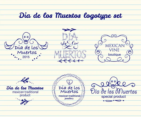 Day of the dead vector logotype set — Stock Vector