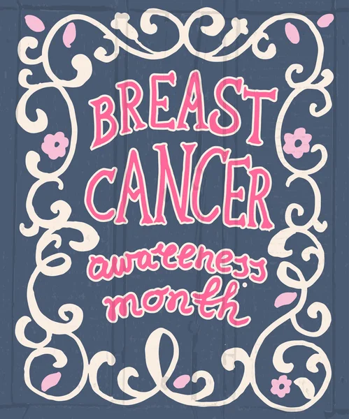 Breast cancer concept hand drawn typography poster — Stock vektor